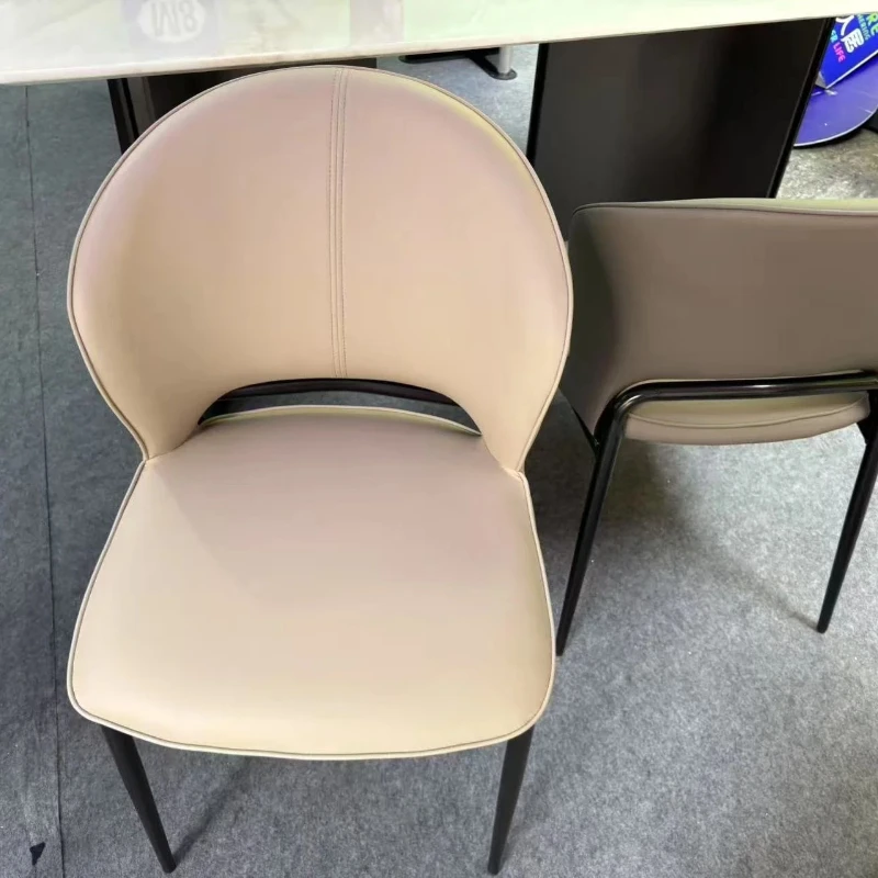 Luxury Minimalist Dining Chair High-End PU Leather Designer Chair Stylish Home Stool Elegant Kitchen Living Room Leisure Chair