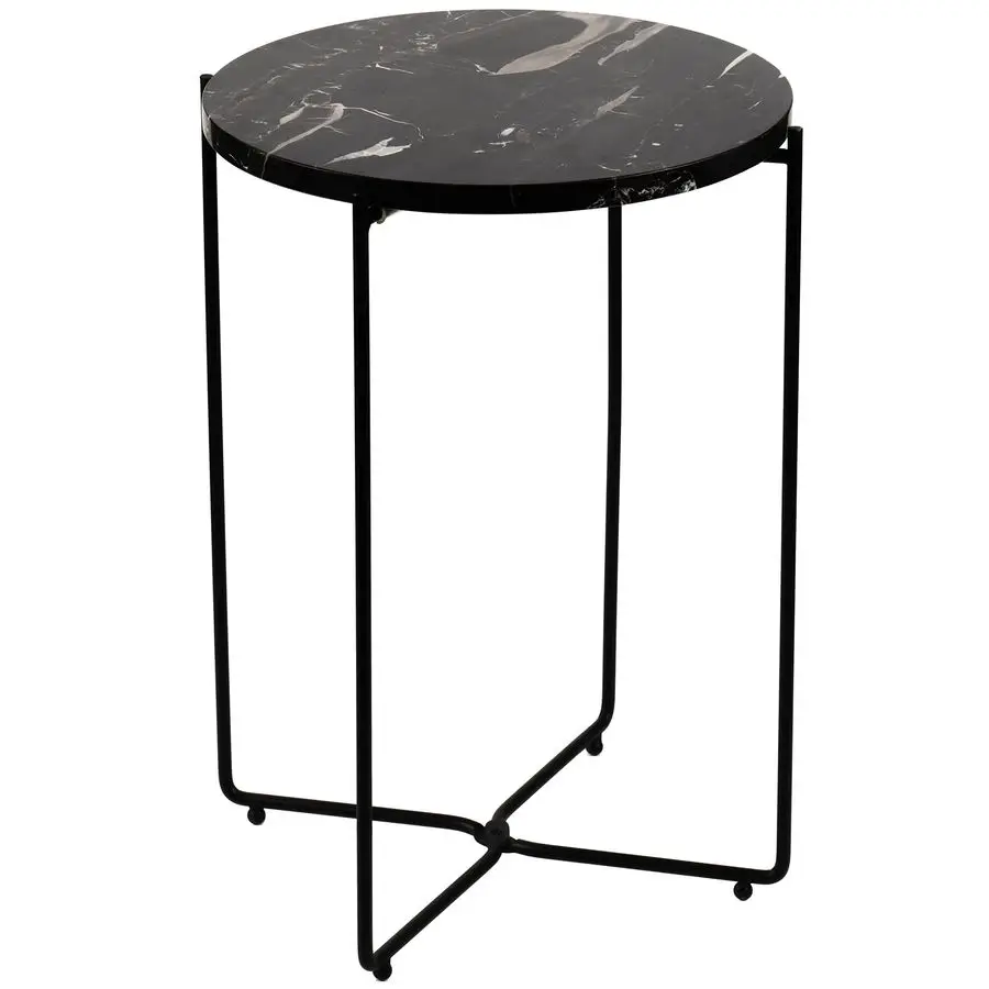 

Natural Marble Top Metal Round Side End Table, Modern Lightweiht Bedside Small Coffee Table for Living Room Bedroom Small Space