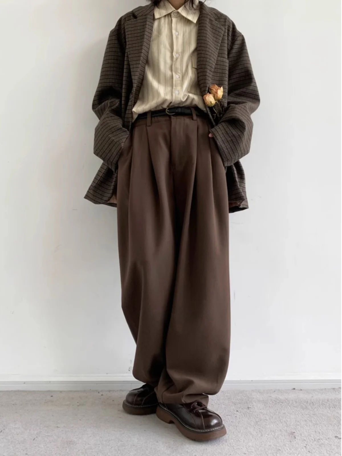 

Ретро-штаны в японском стиле, унисекс, широкие, повседневные, для осени и весны, в стиле академической моды, свободные, драпированные, длинные, прямые...