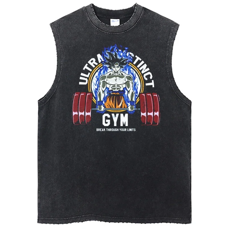 Dragon Ball Anime Gym Sleeveless Tshirt Vintage Sports Tank Tops Streetwear Sleeveless Graphic Harajuku Cotton Vest T-Shirts