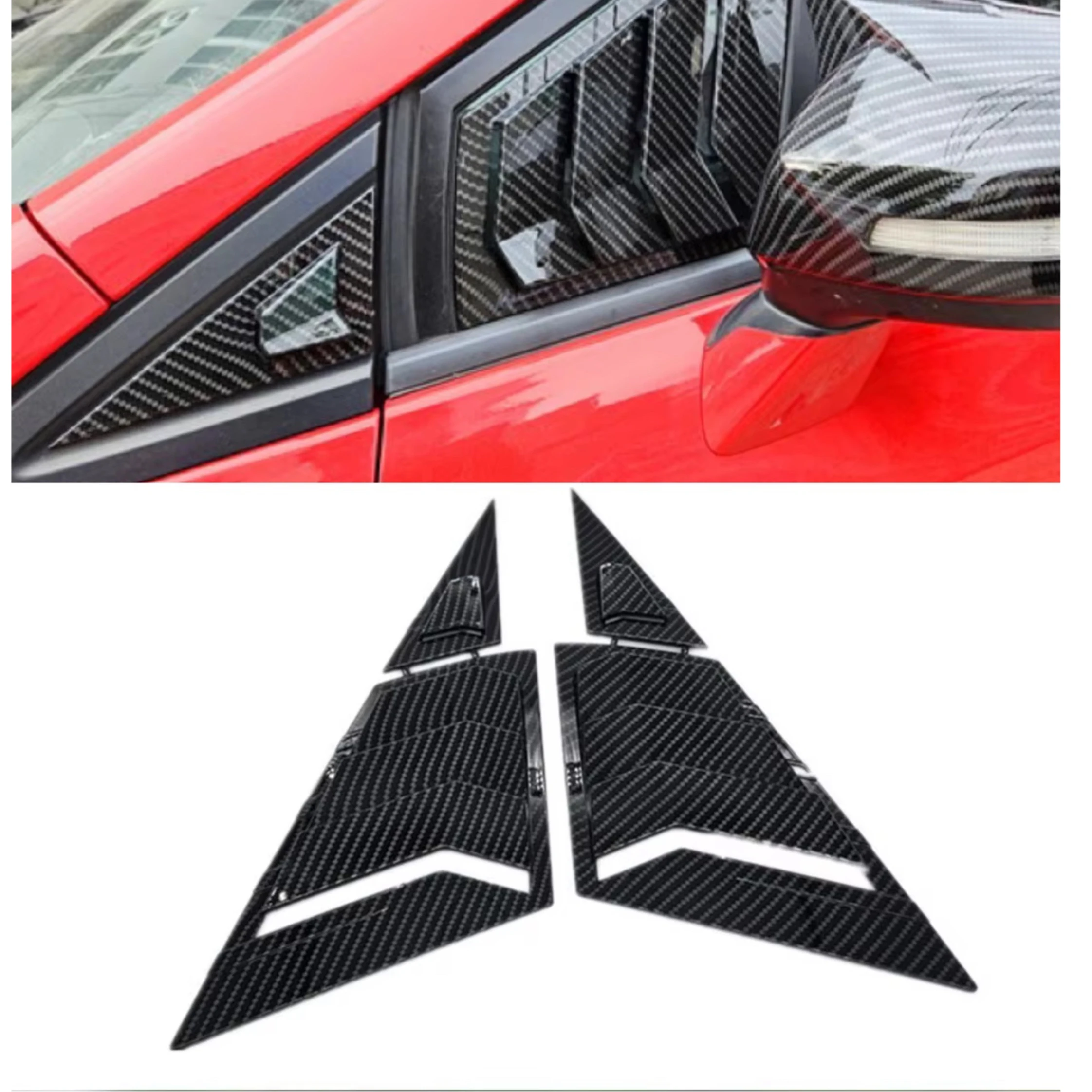 

For Honda Civic Sedan 9th 2011-2015 Car Styling Front Triangle Window Blind Shades Louver Vent Cover Sticker Trim Accessories