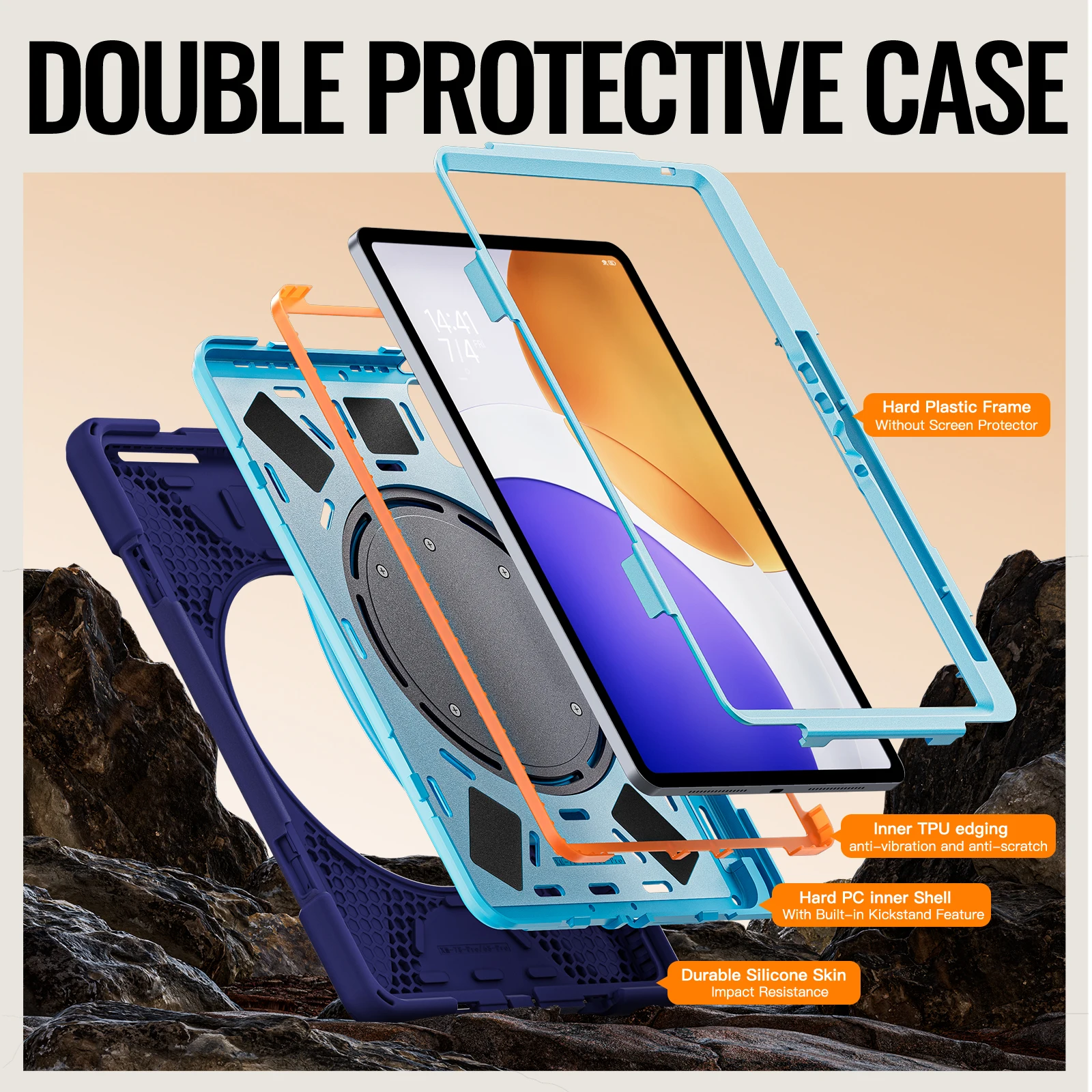 Rugged Stand Case Universal For Xiaomi Pad 7S Pro 12.5 2025 6S Pro 12.4 2024 24018RPACG 360 Rotating Handle Grip Hybrid Cover