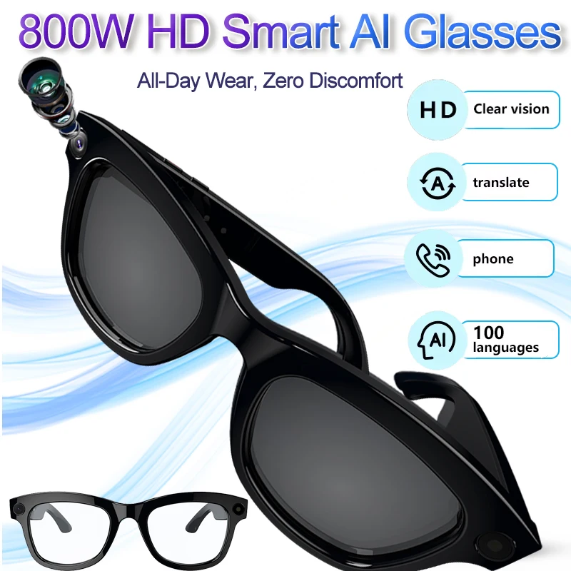 

Новые HD 8MP умные очки высокой четкости защита от синего света музыка аудио приложение просмотр умные часы беспроводной вызов умные очки