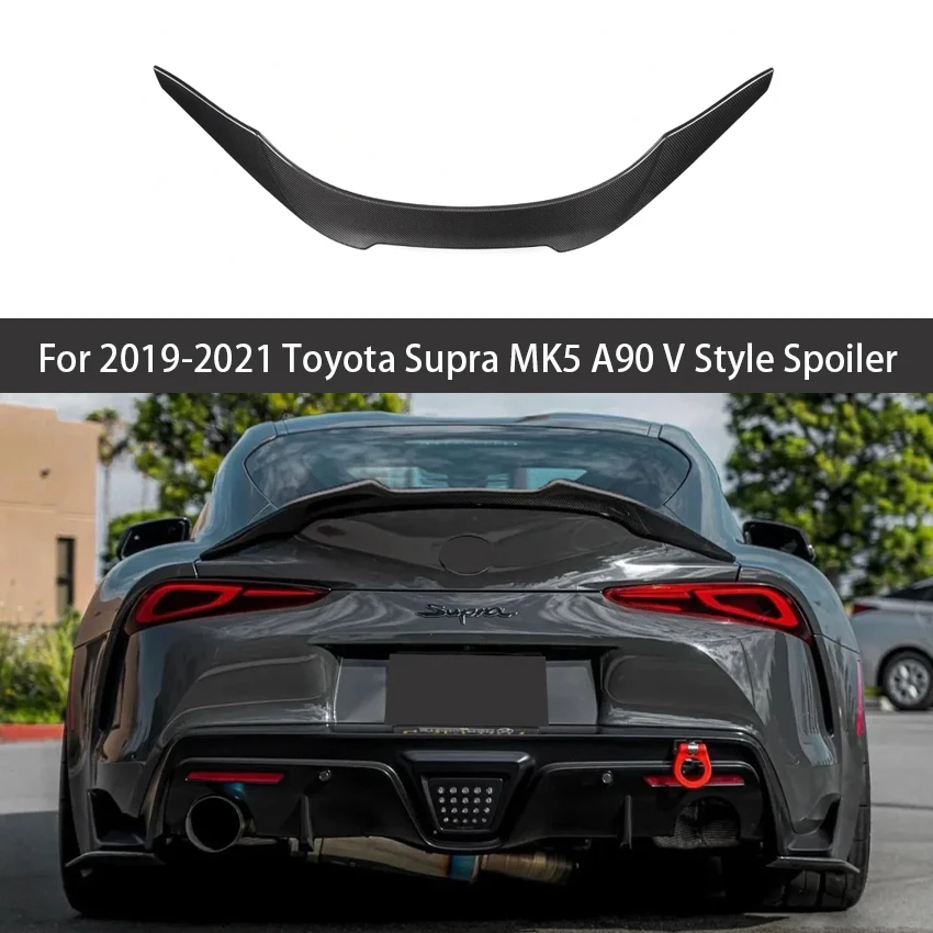 

For 2019 2020 2021 Toyota Supra MK5 A90 V Style Real Carbon Fiber Rear Trunk Spoiler Tail Boot Racing Trunk Wing Car Styling