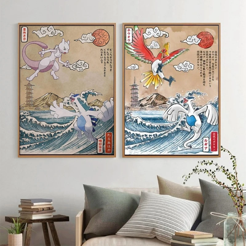 Print on Canvas Pokemon Canvas Printing Mewtwo Home Decoration Comics Pictures Living Room  High Quality Art Decor Children Gift