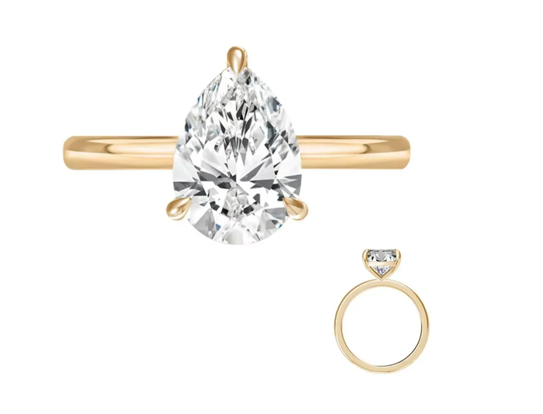 Pear Shaped 2CT Lab Grown Diamond Solitaire Ring for Women, Minimalist Single Stone Custom Wedding Engagement Ring, Available in 14K & 18K Solid Gold Timeless Fine Jewelry for Proposal & Anniversary Gift view 8