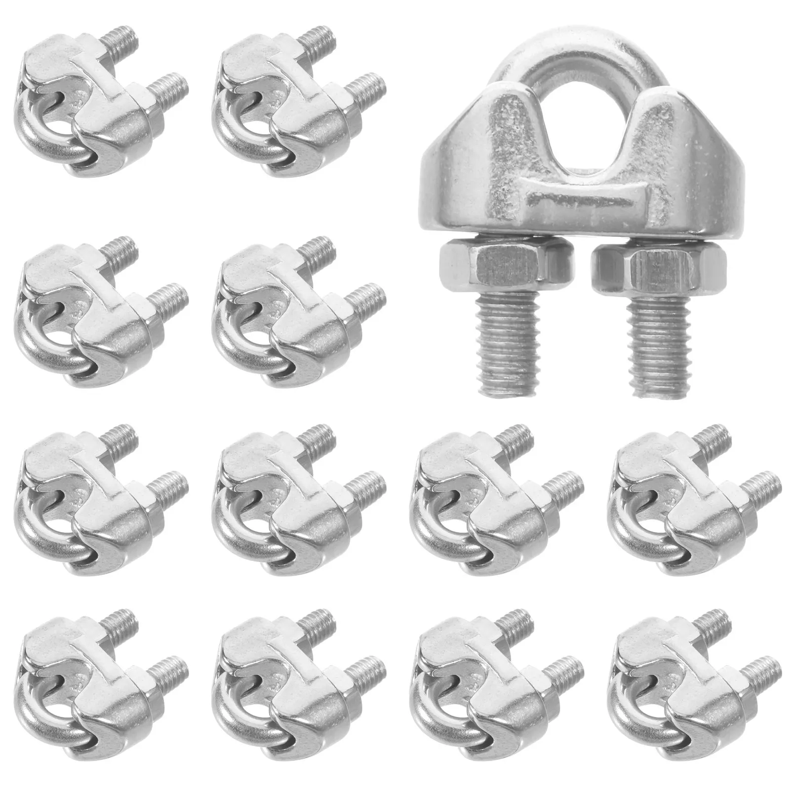 20Pcs Stainless Steel Wire Rope Clamps M6 Heavy Duty Cable Clips Outdoor Garden Trellis Fencing DIY Cable Railing Hardware