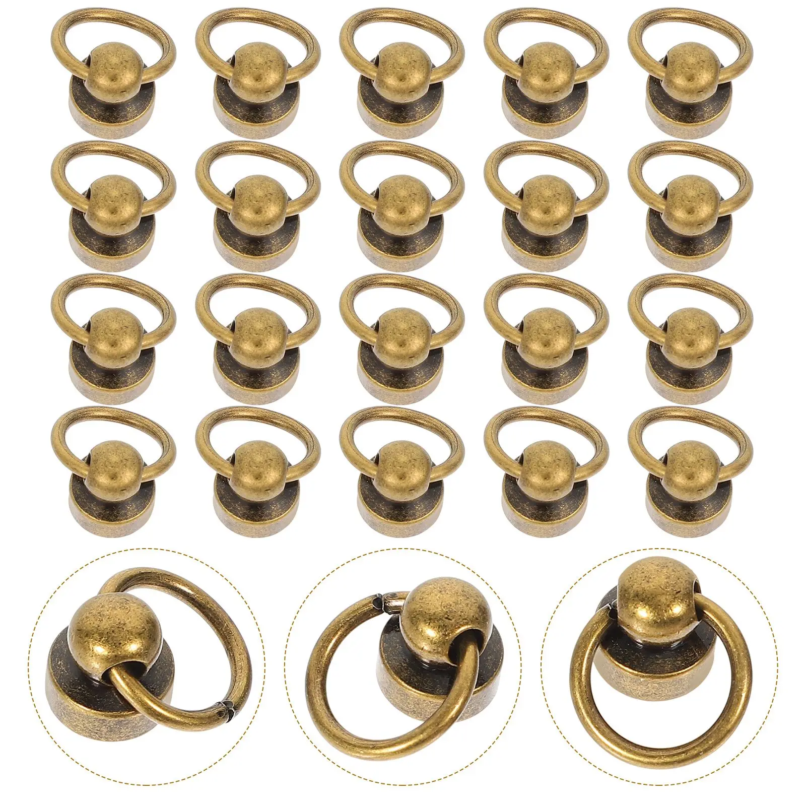 20 Sets Mobile Phone Case Pull Buckle Practical Craft Rivet Rivets DIY Brass Leathercraft Materials for