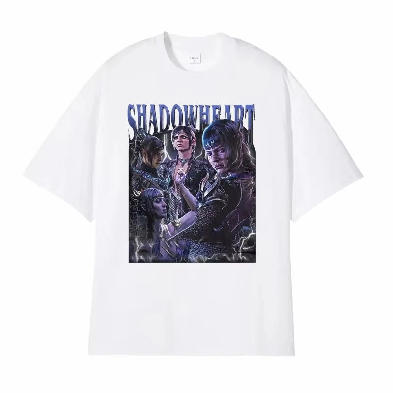 Shadowheart Baldurs Gate 3 Vintage T Shirt Men's Women Clothing Fashion Gothic T-shirts Male Cotton Oversized T-shirt Streetwear