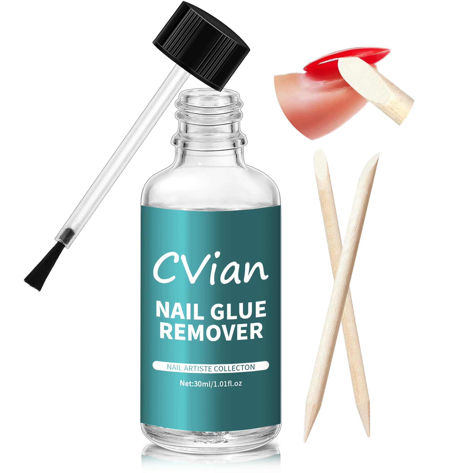 30ml Nail Glue Remover with Out Glue 3S Fast Penetration Suitable for Nail Tips, Tips Intact, Reusable, Glue Residue