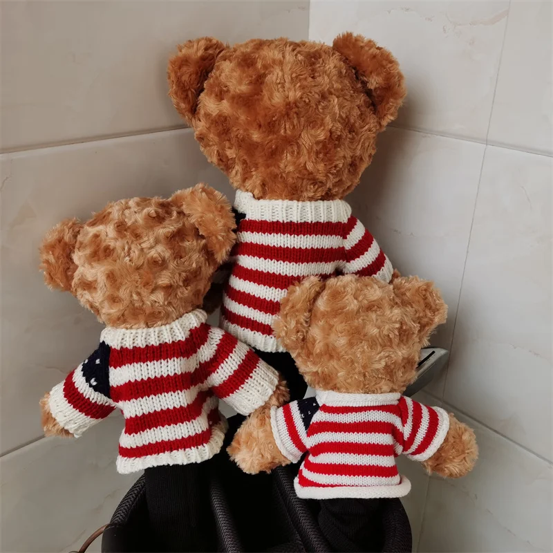 Teddy Bear Golf Wood Head Covers With US T-Shirt For Driver Fairway Hybrid Club Headcovers Plush Club Protector