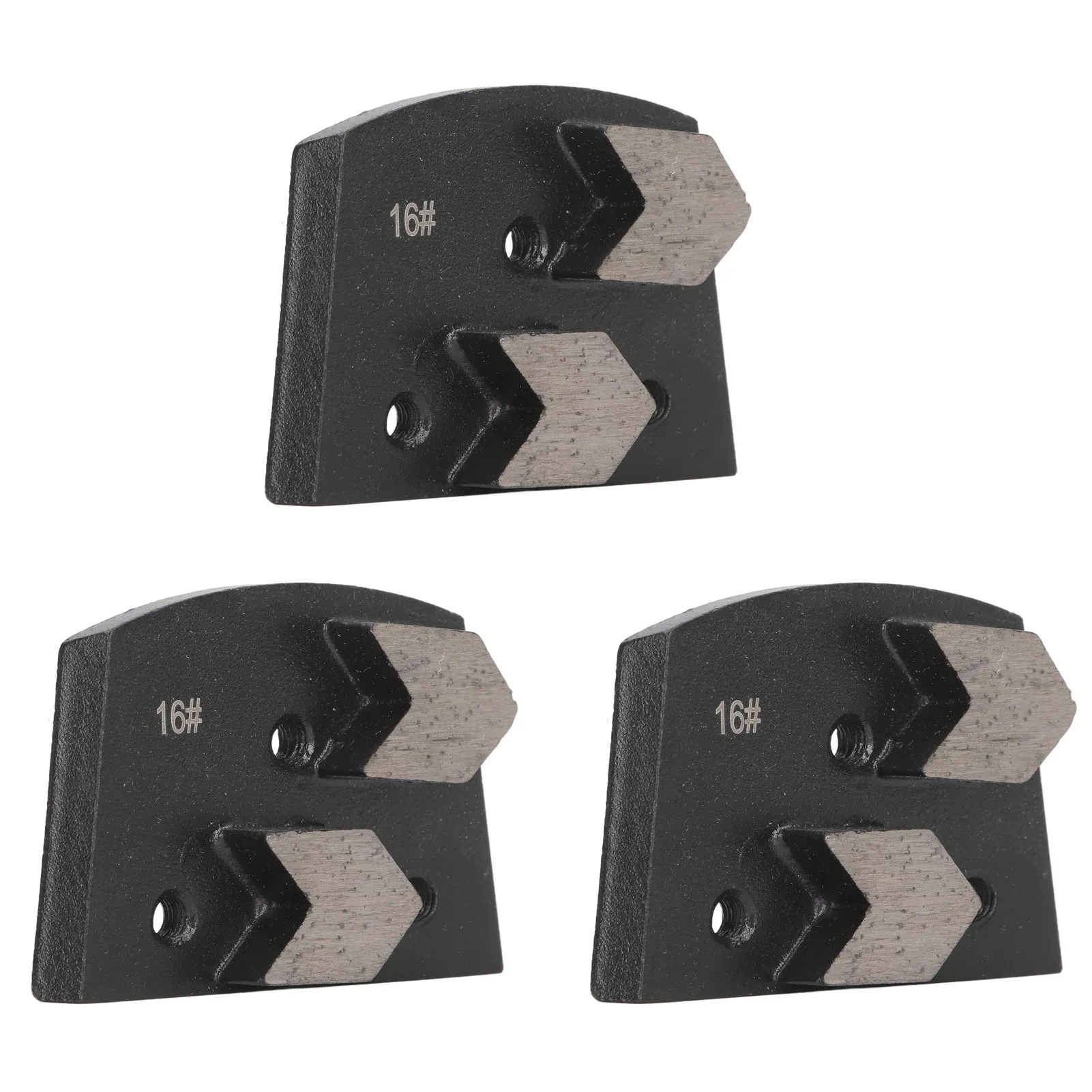 

3Pcs Diamond Grinding Shoe Black Trapezoid Concrete Floor Polishing Pad 2 Arrow Teeth 16 Grit for Floor Surface Preparation
