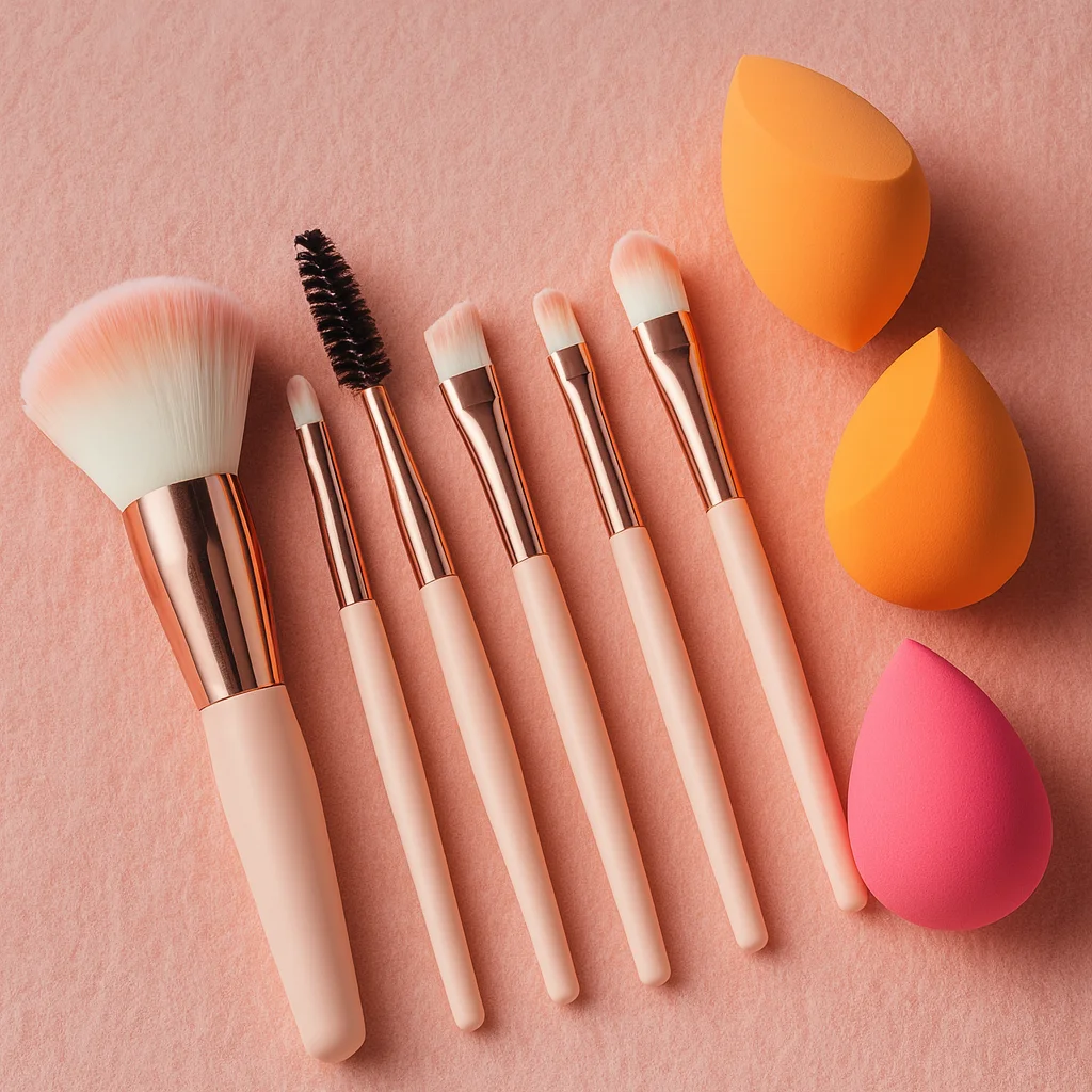 

6pcs Mini Travel Makeup Brush Set with 3 Makeup Sponges Professional Cosmetic Brush Travel Essentials kits for Women Girls