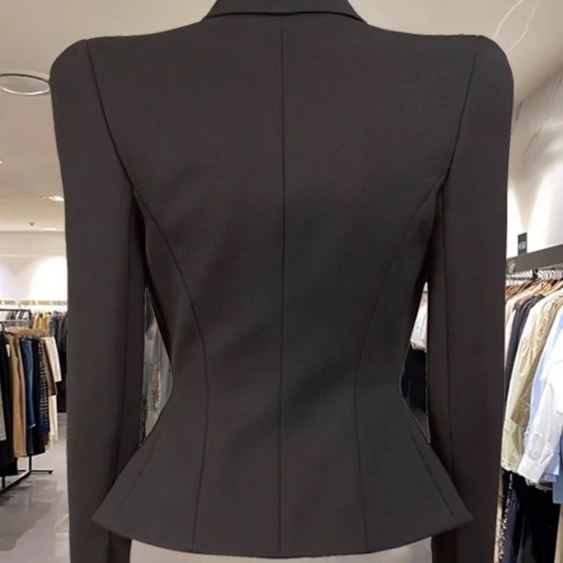 Women Elegant Blazer Solid All-match Long Sleeve Fashion Design Basic Casual Simple Single-breasted Office Lady Coat