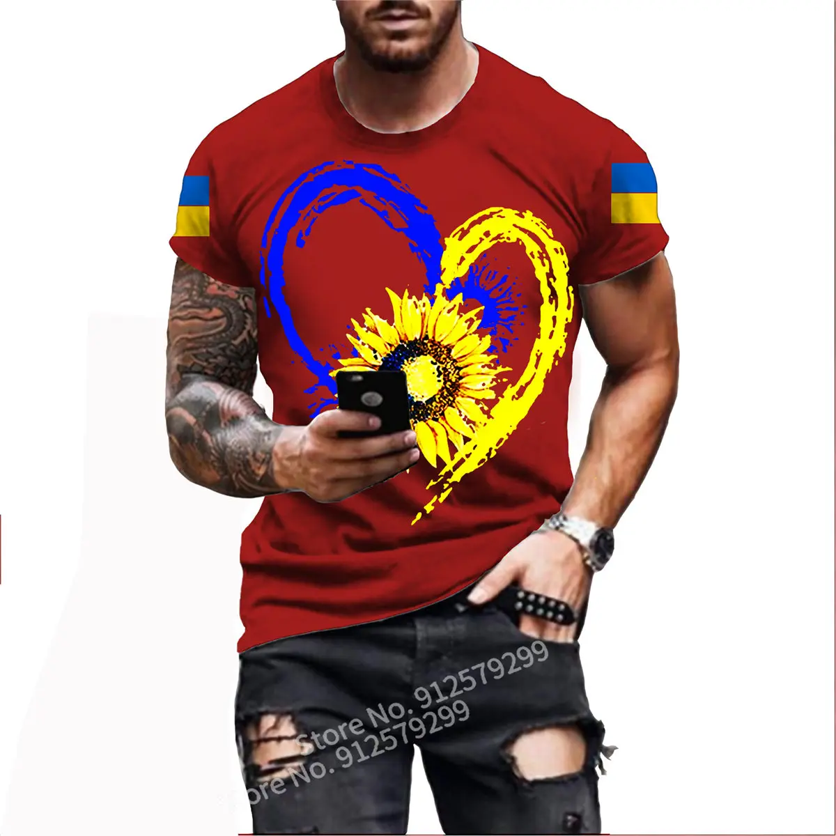 Cool Ukraine Flag Sunflower T-shirts Letter Ukrain Print Tee Shirt Men/women Summer Tshirt Oversized Clothes