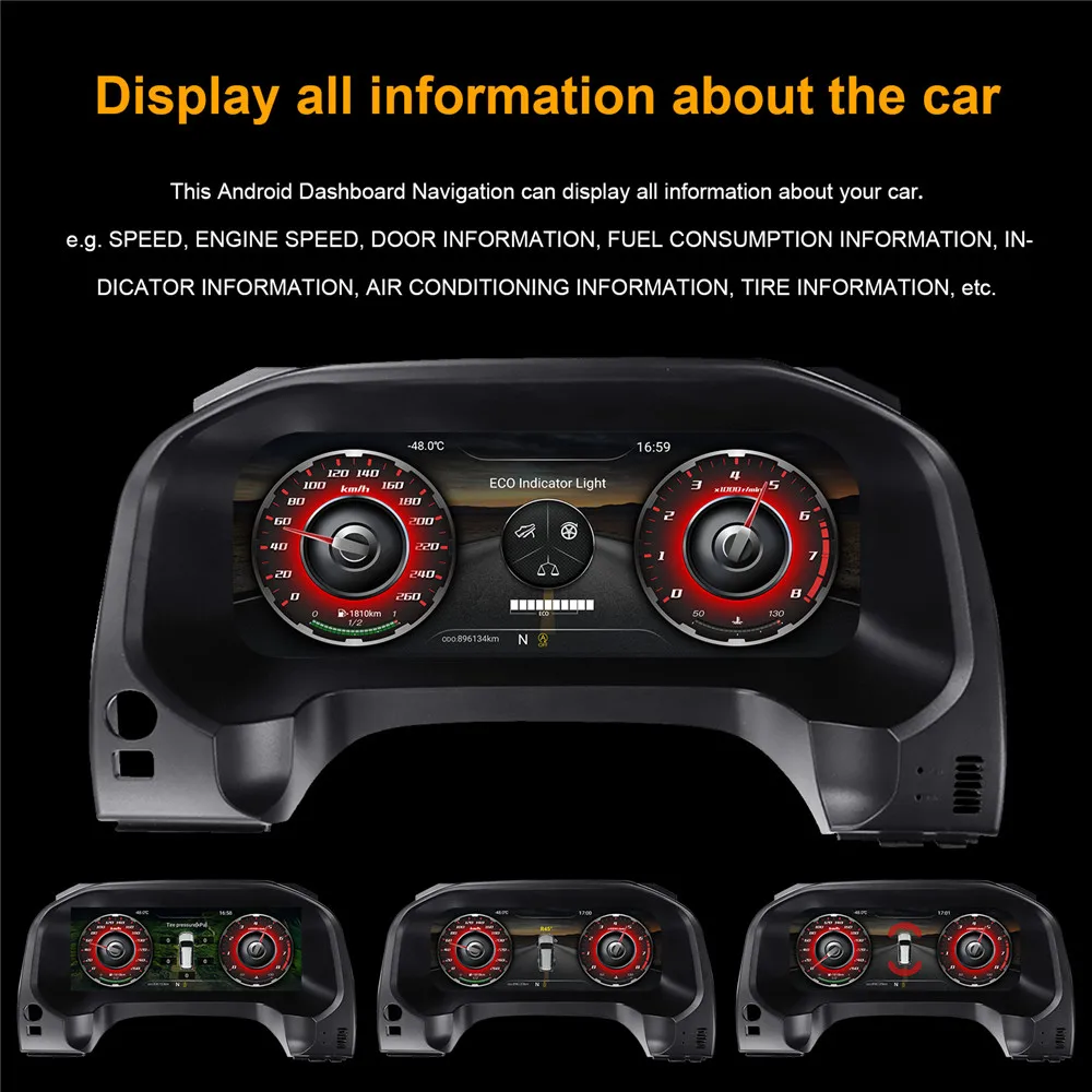 12.3 inch For Toyota Prado 2008-2020 LCD Digital Cluster Car Display Dashboard Instrument Speedometer Screen Multimedia Player