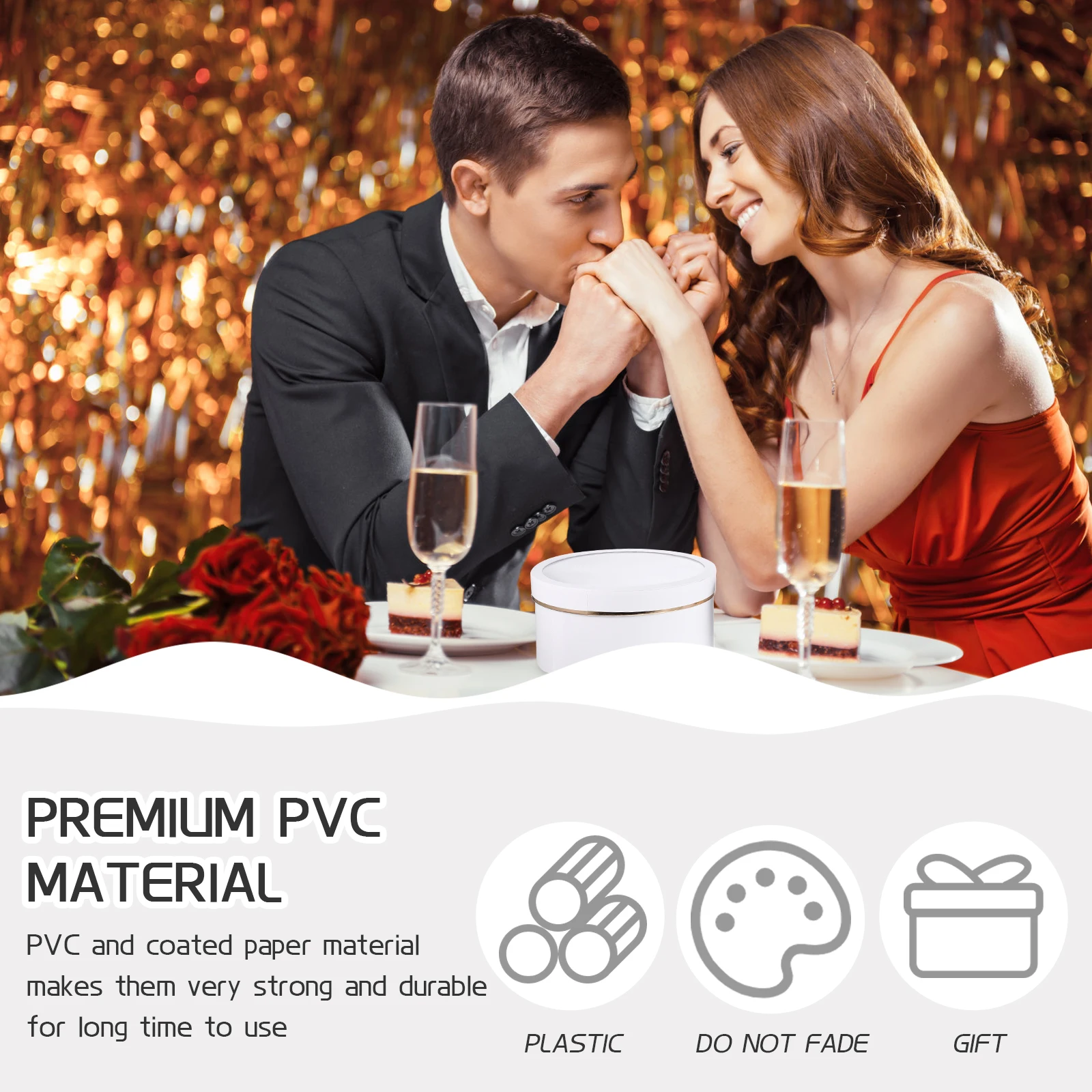 

2pcs PVC Flower Gift Boxes Round Window Decorative Packaging Valentine Floral for Flowers Arrangement White