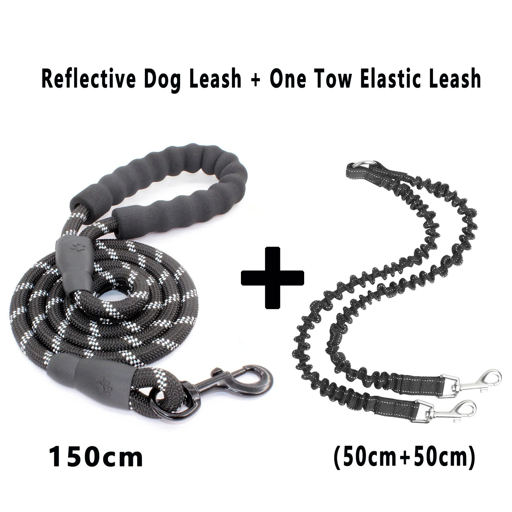 Double Dog Leash 360 Swivel No Tangle Walking Leash Shock Absorbing Bungee for Two Dogs Retractable Elastic Luminous Dog Leash