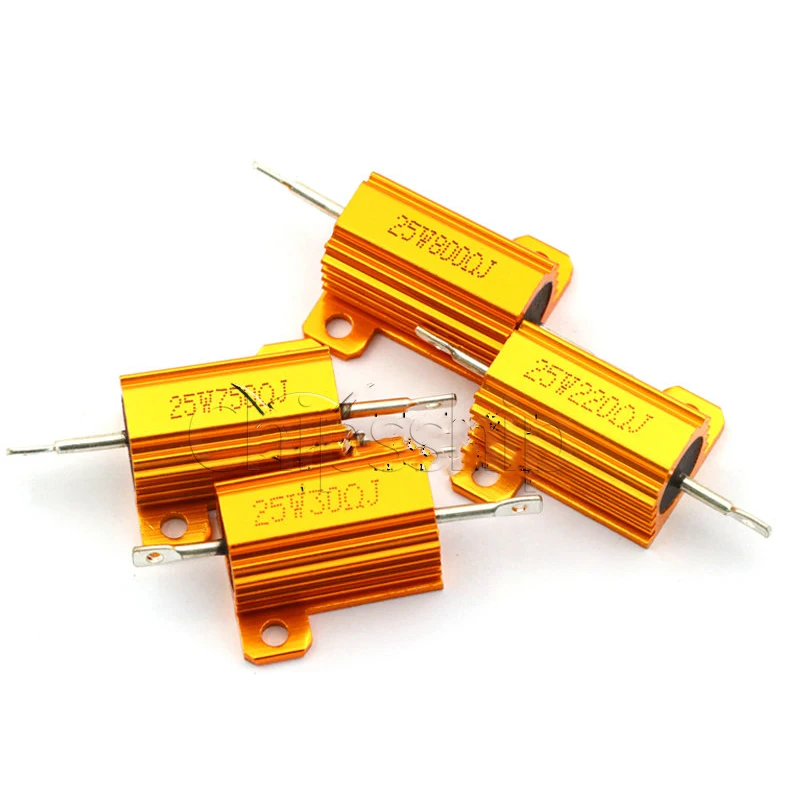 Resistor do poder superior da caixa do alumínio do ouro RX24-25W 1 2 3 5 10 20 50 100ROhm 1K