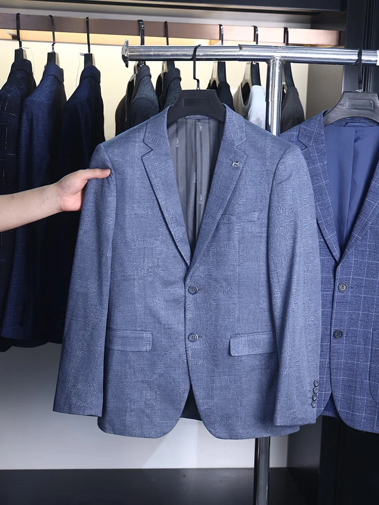 

Мужской повседневный пиджак Homesick: весенне-осенний, эластичный, с плоским воротником, деловой, с узором, модный, городской, молодежный, для работы