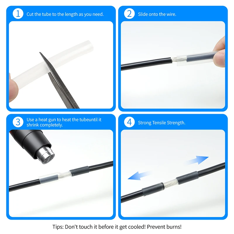 1~10m Heat Shrink Tube Diameter 1.6 - 52mm Dual Wall Adhesive Lined Polyolefin ﻿Wrap 3:1/4:1 Ratio With Glue Cable Protecter