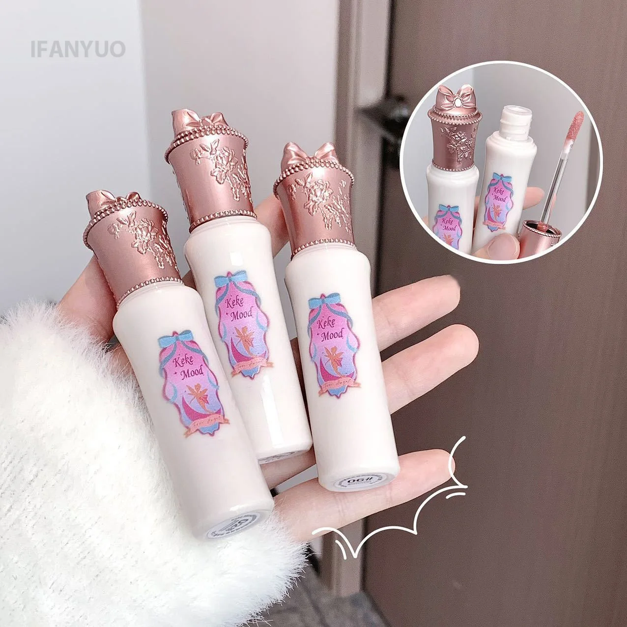 Fairy Mirror Jelly Lip Glaze 6Color Water Light Lip Gloss Lasting Moisturising Non-sticky Film-forming Lipstick Tint Lips Makeup