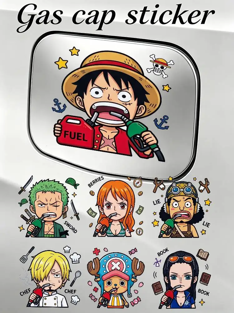 

ONE PIECE LUFFY ZORO Funny Gas Cap Sticker For Car Truck SUV Fuel Tank Cover Decal Accessories
