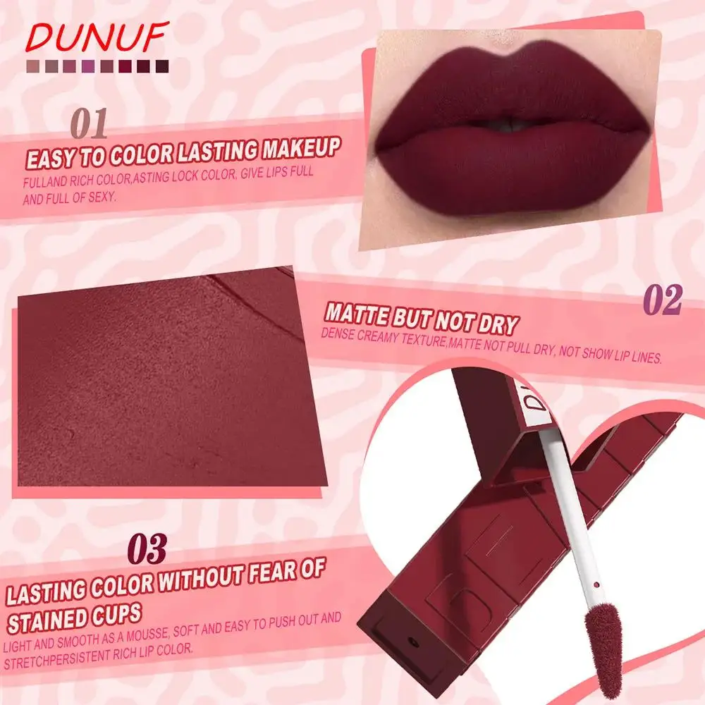 Fluwelen Matte Lippenstift 8 Stuks Waterdichte Langdurige Hydraterende Lip Glazuur Smudge Proof Non Transfer Lip Kleur Set
