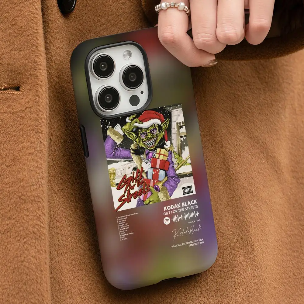 حافظة هاتف لهاتف آيفون 17 16 15 14 13 12 برو ماكس بلس لامعة عالية الدقة بطبقة مزدوجة سائل خلفي غلاف صلب كوداك أسود