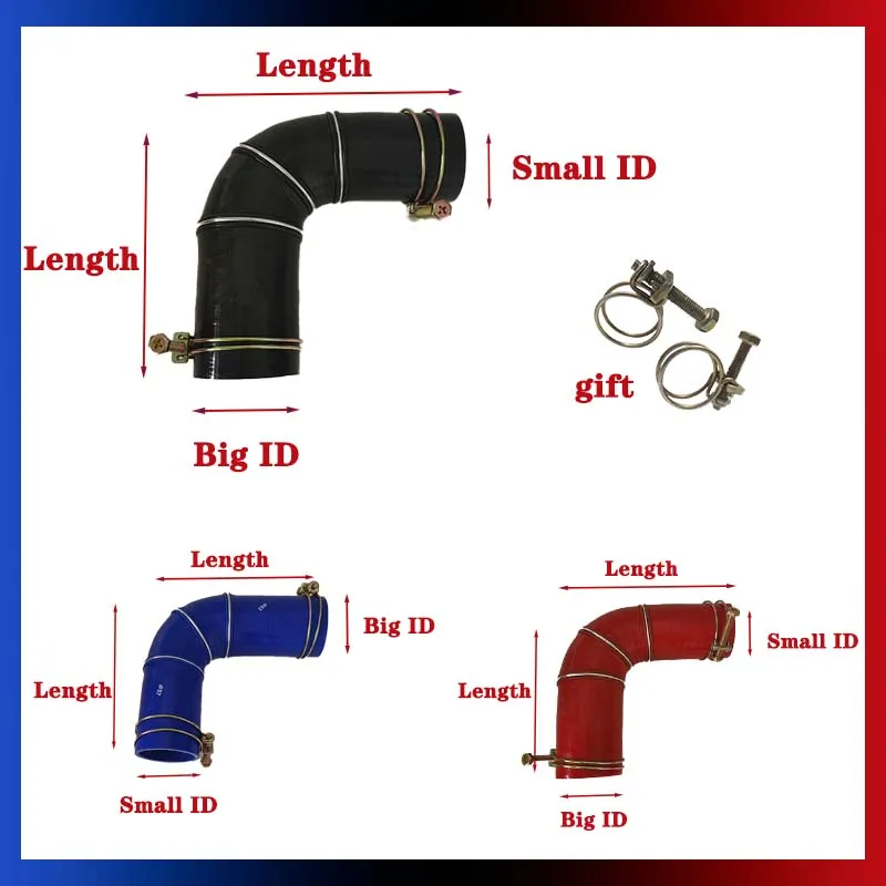 Black Blue Red 90 degrees Reducer Silicone Elbow Hose Joiner Bend Tube Car Intercooler Turbo Intake Pipe  Silicone Flexible Hose