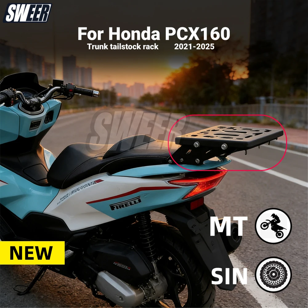 Sweer suporte traseiro deslizante para motocicleta, suporte para porta-porco dobrável e telescópico, quadro adequado para 21-25 honda pcx160