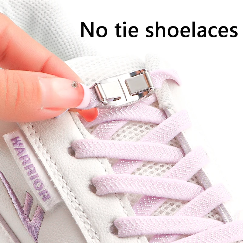 Shoes Accessories Stylish Arrow Pattern Shoelace Without Ties New Metal Rugby Shape Lock Shoestring 8MM Width Sneaker Kids Adult