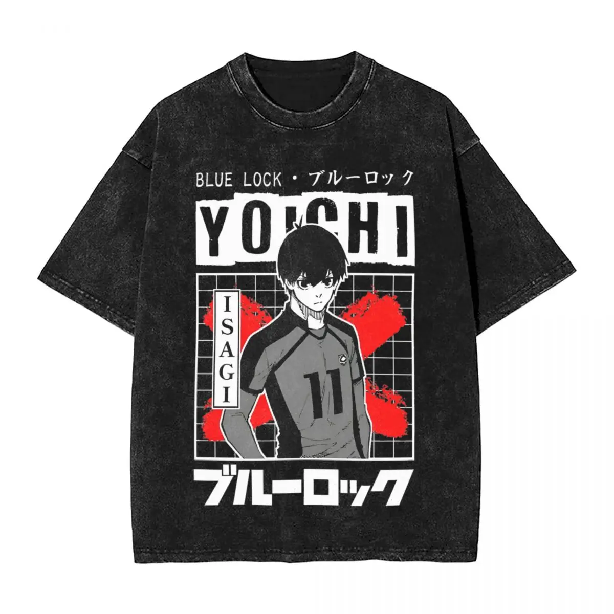 Blue Lock - Yoichi Isagi Manga T Shirts Washed Short Sleeve Oversize T-Shirt Fashion Men Women Tops Streetwear Printed Tee Shirt