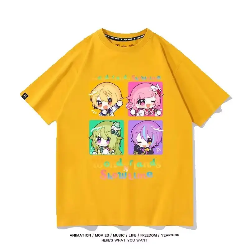 World Plan Colorful Stage Hatsune Miku Surrounding Tianma Company COS Short Sleeve Printed New Casual Men's and Women's Clothing