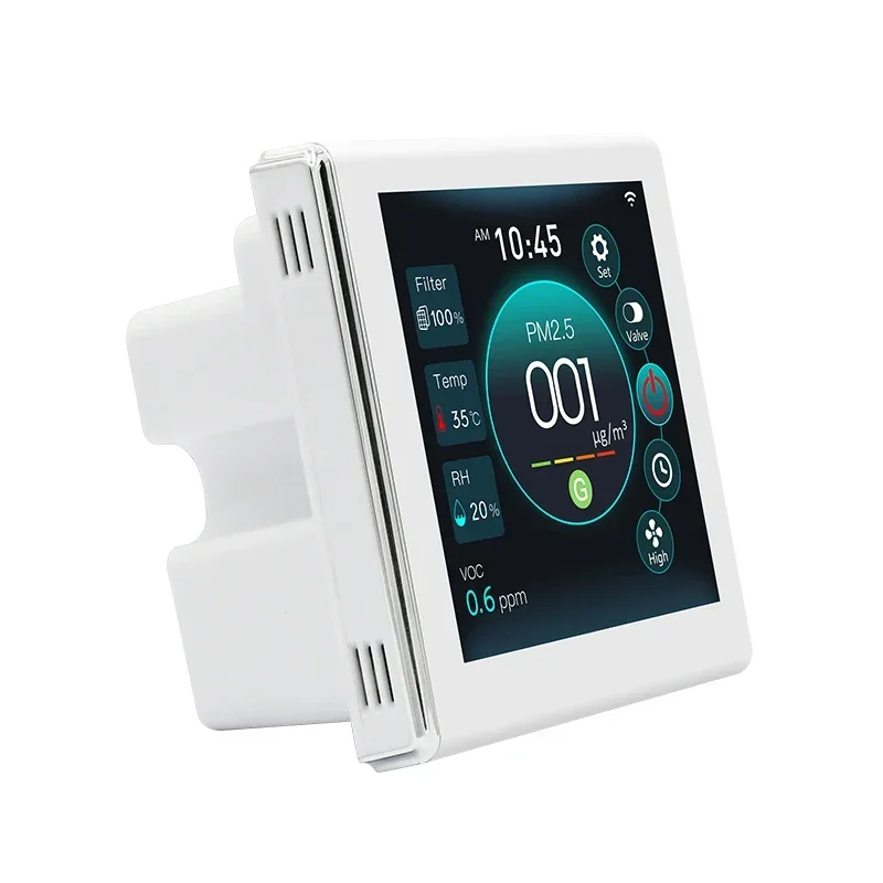 Smart 4 inch fresh air ventilation system VOC PM2.5 Temperature Humidity color screen monitor controller