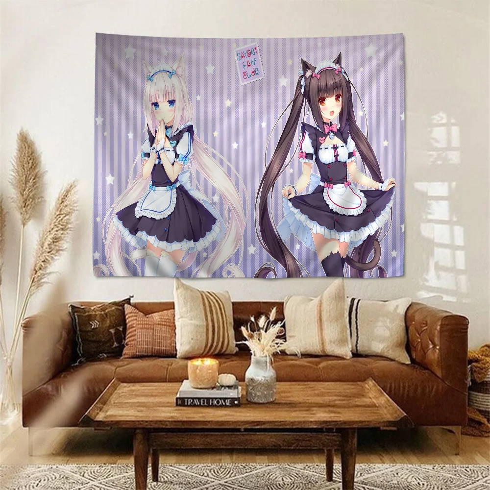 NekoPara Colorful Tapestry Wall Hanging Hanging Tarot Hippie Wall Rugs Dorm Wall Art Decor