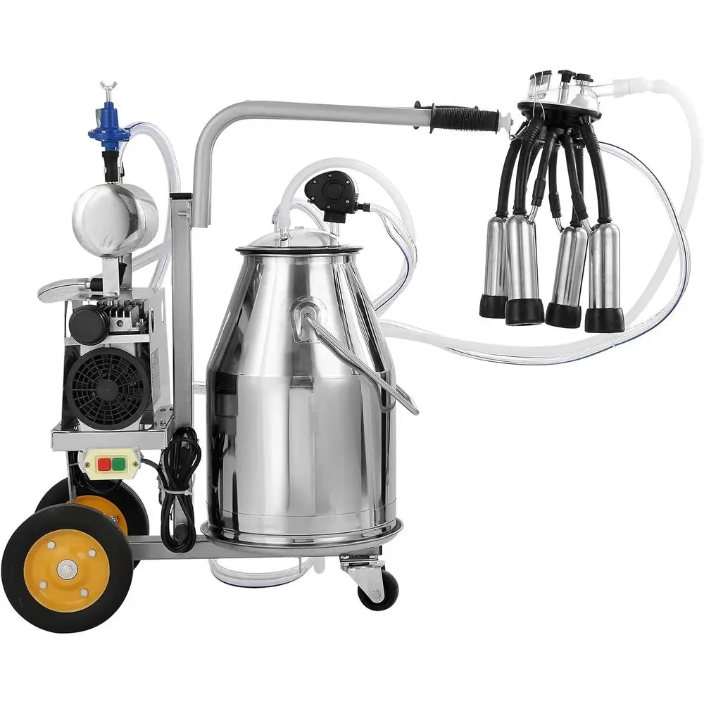 

Goat Milking hine, 12 L 304 StainlSteel Bucket, Electric Automatic Pulsation Vacuum Milker, Portable Milker with ood-Grade Silic