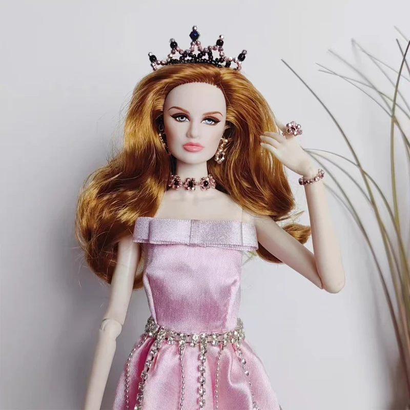 Nuovo 30 centimetri Supermodelo Bambola Accessori di Gioielli Fatti A Mano Corona + Collana + Bracciale + Orecchini + Anello + Gonna Per 1/6 FR bambola FAI DA TE Dress Up