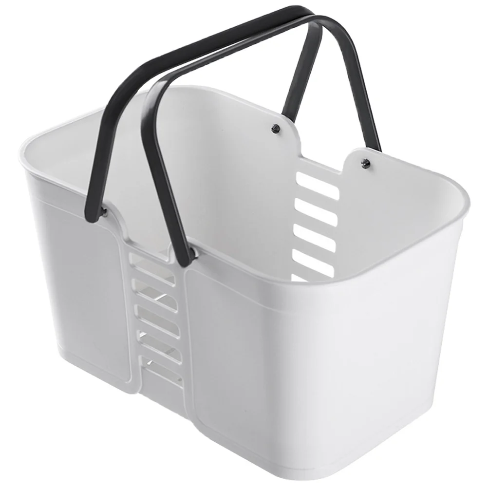 Plastic Portable Shower Basket Large Capacity Hollow Bottom Foldable Handle Bathroom Storage Organizer For Cosmetics Toothbrush