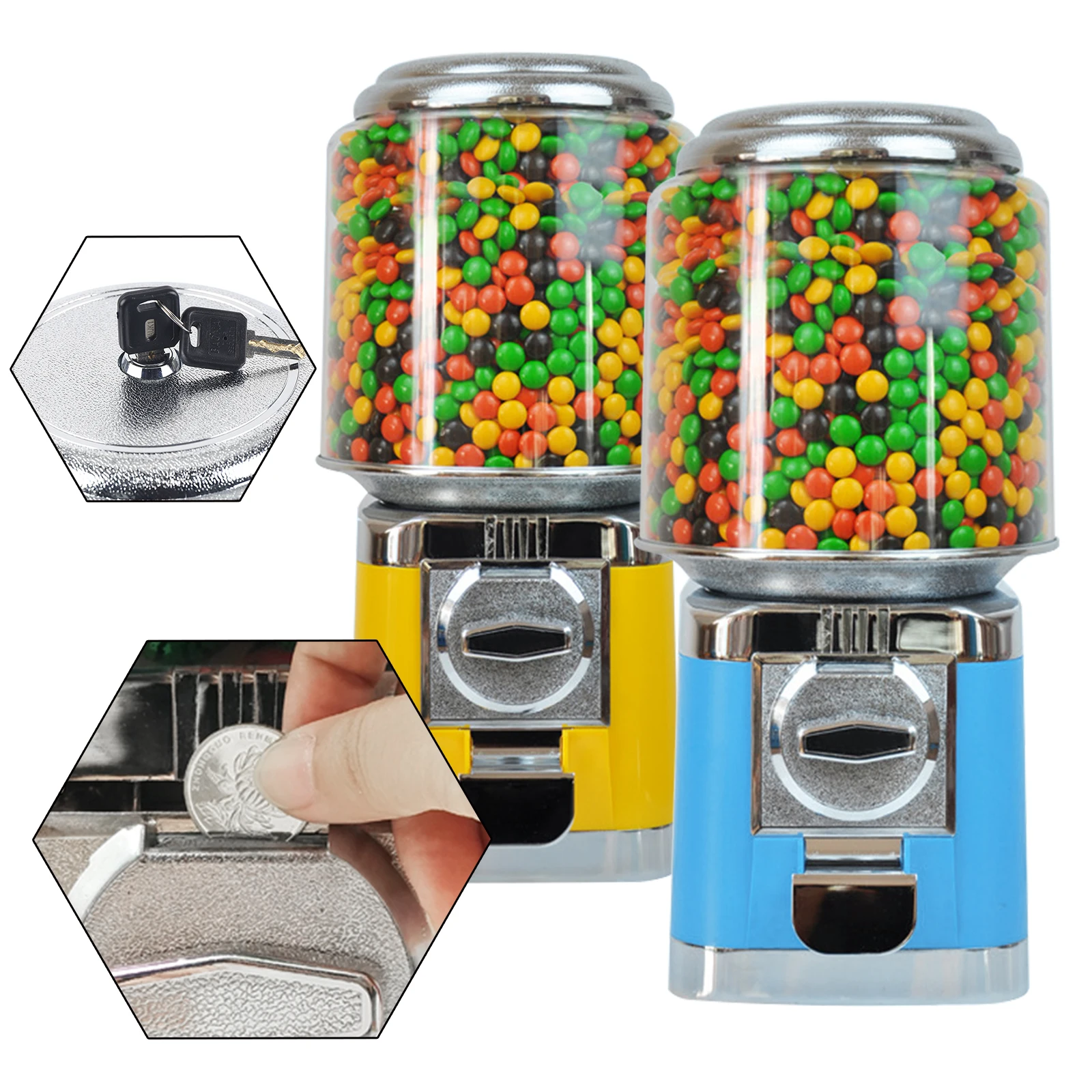 25 Cents Candy Dispenser Machine Mini Vending Machine for Storing Flat Candies 6 inch Large Capacity Candy Dispenser Commercial