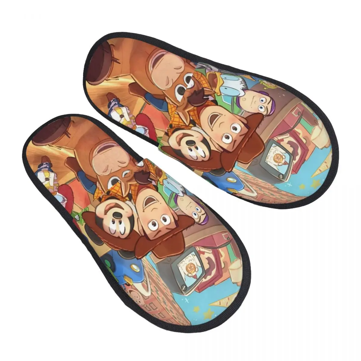 

Женские домашние тапочки с принтом «История игрушек», уютные теплые пушистые тапочки из комедийного фильма с эффектом памяти, домашняя уличная обувь