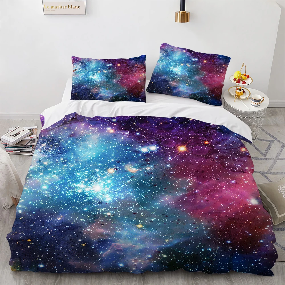 Galaxy Planet King Queen Duvet Cover Universe Sky Bedding Set 3D Blue Earth Outer Space Astronomy 2/3pcs Quilt Cover