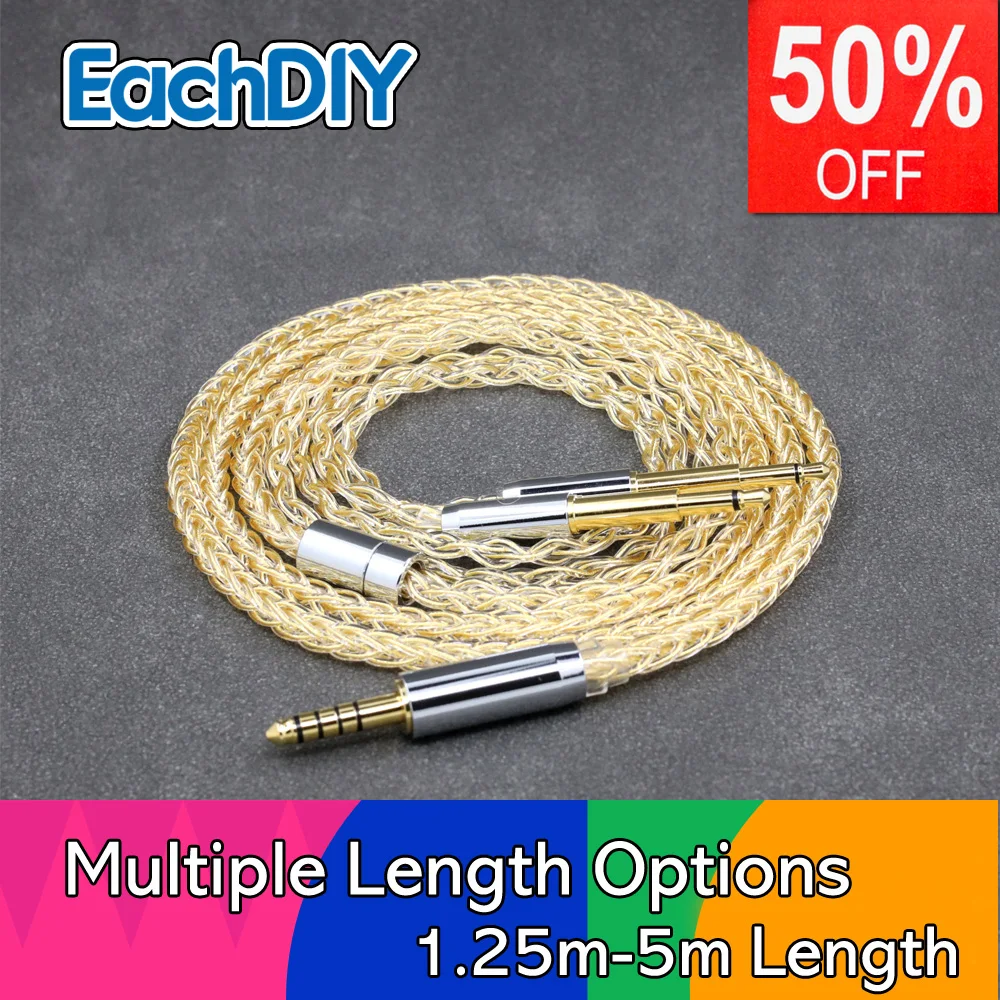 

8 Core 99% 7n Pure Silver 24k Gold Plated Earphone Cable For Meze 99 Classics NEO NOIR Headset Headphone LN008418