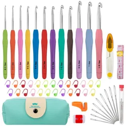 Crochet Hooks Set Colorful Yarn Crochet Kit for Beginners Knitting Needles with Ergonomic Handles for Arthritic Hand