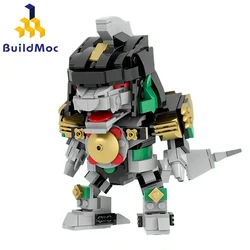 MOC Powered Deformation Mecha Green Robot Building Block Set For Morphin Dinosaur Team Rangers Bricks Megazord Children Toy Gift