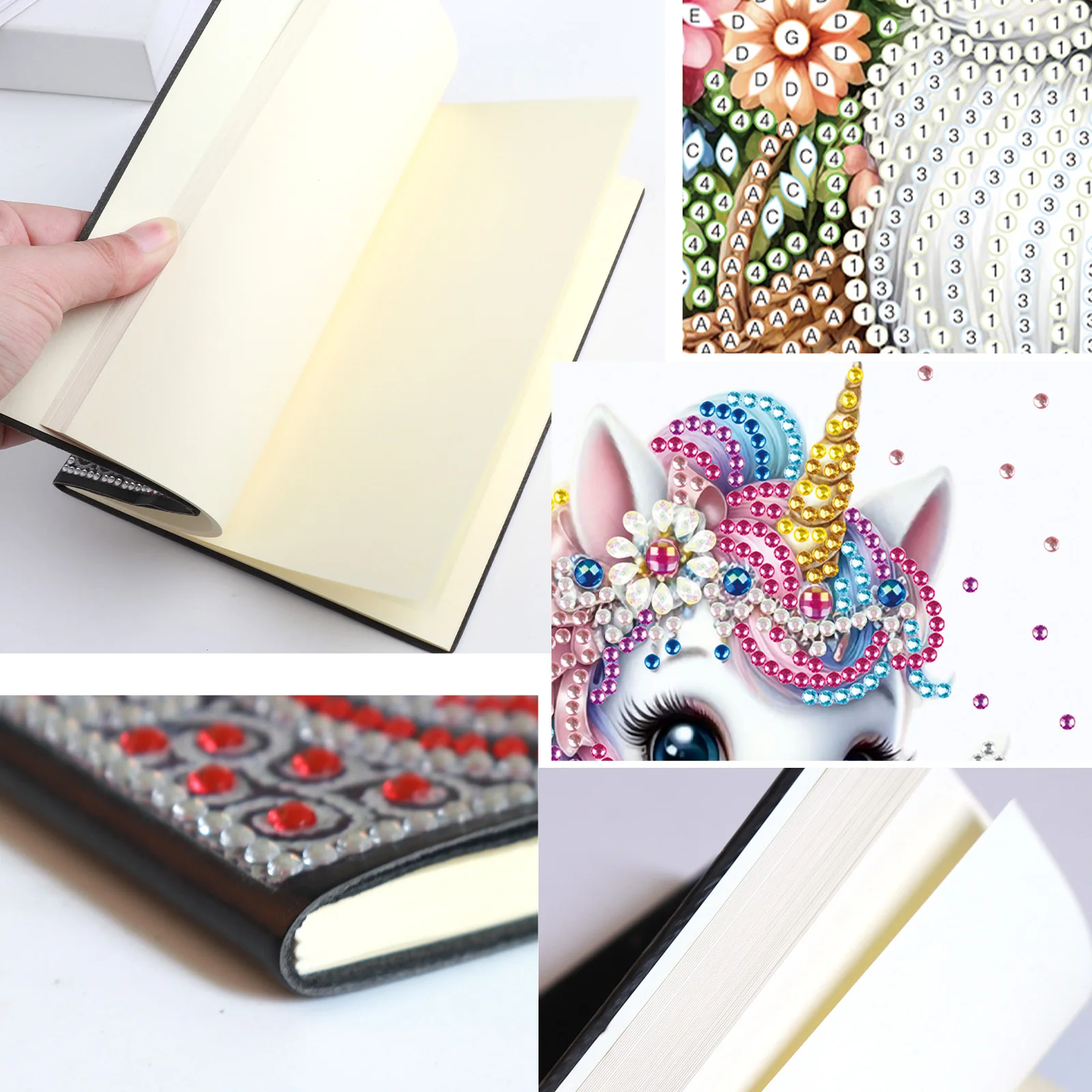 مجموعات دفتر الرسم الفني الماسي ، دفتر النقاط الماسية اللطيف على شكل وحيد القرن DIY للبالغين ، المجلات للهدايا المكتبية المنزلية الإبداعية #5