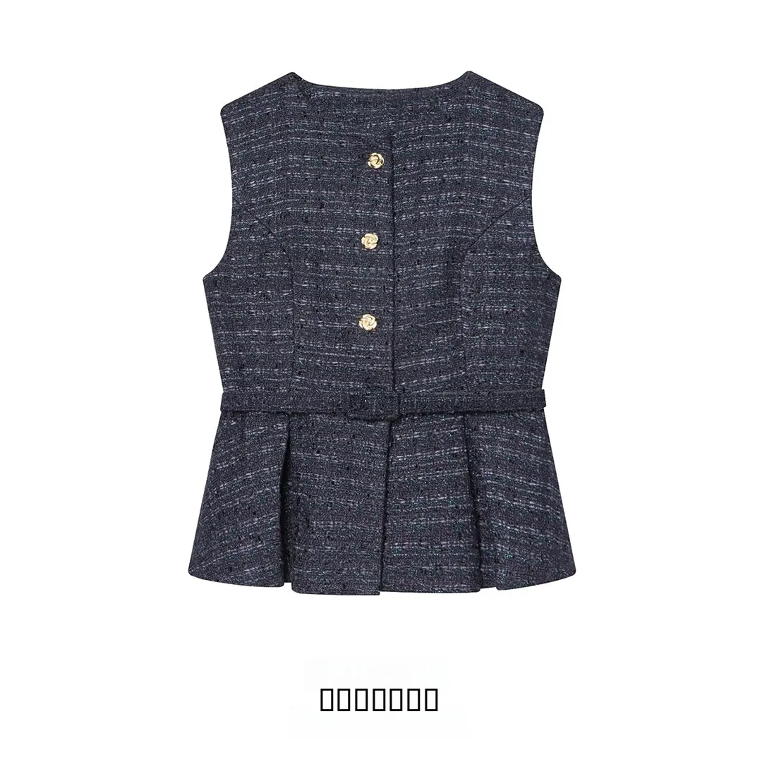 

KASLEAD New Women's round Ne Metal Color Line Structure Waist Belt Vest Street Sle Color Polyester Fiber 00%