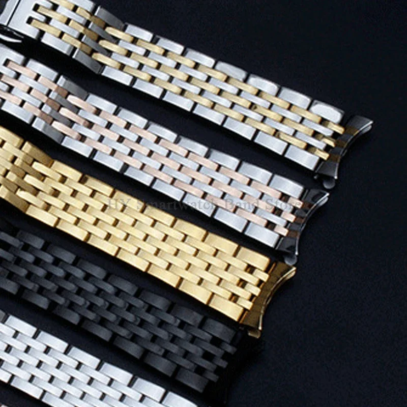 12/13/14/15/16/17/18/19/20/22/23/24mm Solid Stainless Steel Watch Strap for Seiko for Huawei for Longines Folding Clasp Bracelet