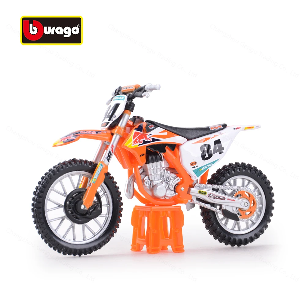 Bburago 1:18 KTM 450 SX-F Edição de fábrica 2018 Simulação Liga Modelo de motocicleta Brinquedo Carro Coleção de presente