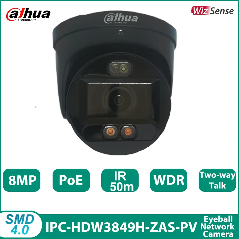 Dahua IPC-HDW3849H-ZAS-PV 8MP Smart Dual Light Active Deterrence Vari-focal Eyeball WizSense Network Camera Two-way Talk